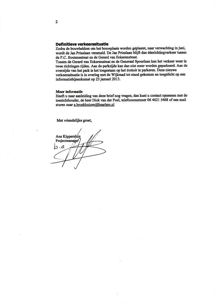 pagina 2 van de brief van de gemeente